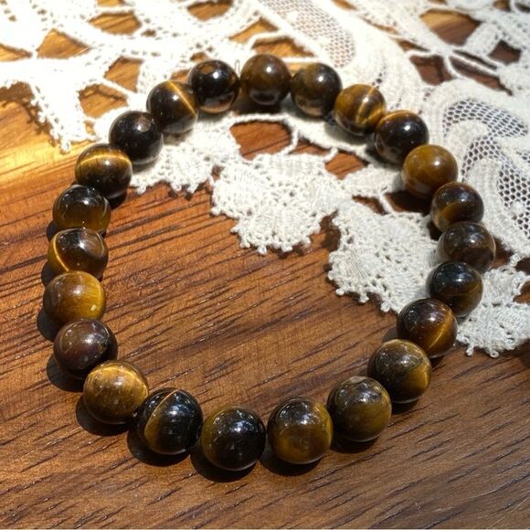 Genuine tiger’s eye crystal bracelet // handmade // 7” 🐅 - Picture 1 of 4